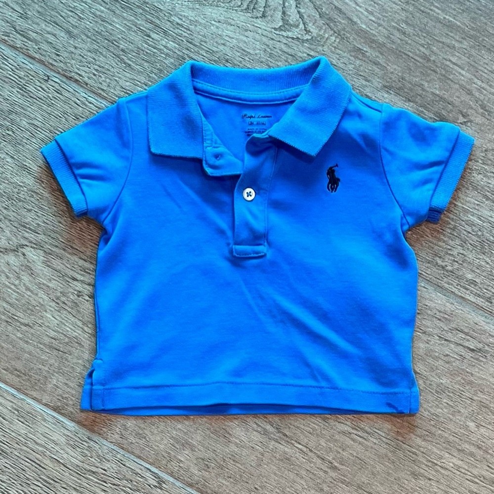 Ralph Lauren baby boy polo shirt blue EUC